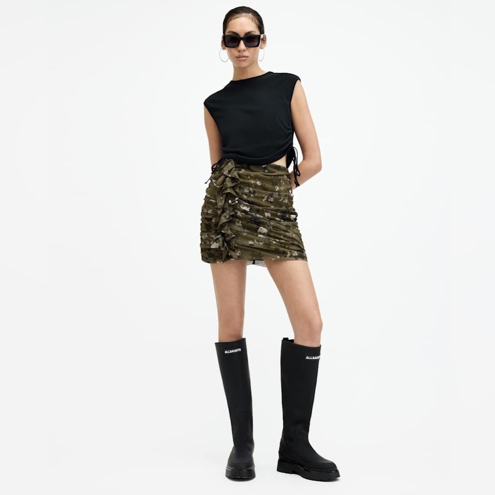 All Saints Gloria Mesh Floral Print Kora Mini Skirt